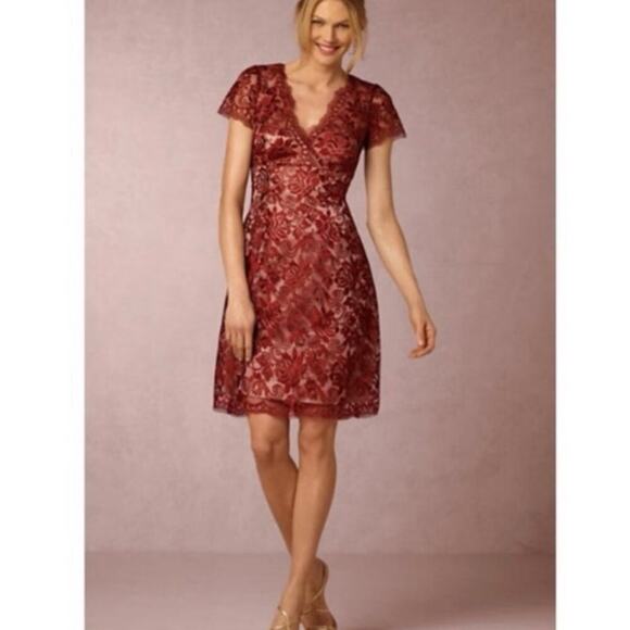 Women’s Anthropologie Maroon Hitherto Lace Elaine Cocktail Dress Size 0 - Picture 12 of 12